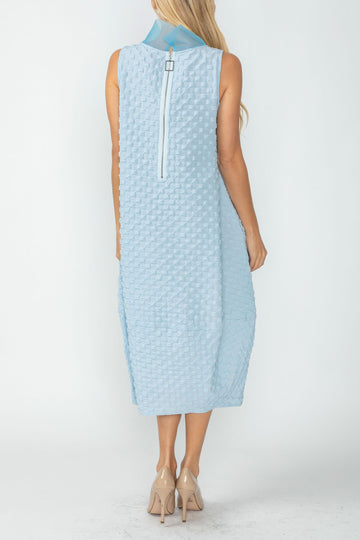 Sky Organza Stand Collar Sleeveless Ballroom Dress